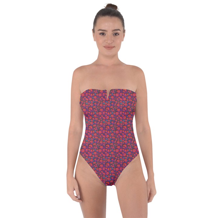 Pink Zoas Print Tie Back One Piece Swimsuit