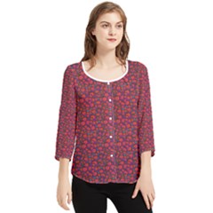 Pink Zoas Print Chiffon Quarter Sleeve Blouse by Kritter