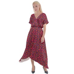 Pink Zoas Print Cross Front Sharkbite Hem Maxi Dress by Kritter