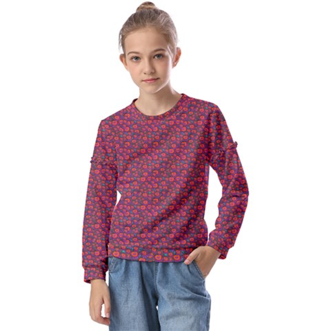 Pink Zoas Print Kids  Long Sleeve Tee With Frill  by Kritter