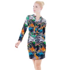 Point Of Entry 4 Button Long Sleeve Dress