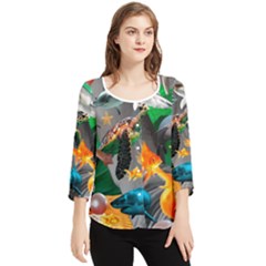 Point Of Entry 4 Chiffon Quarter Sleeve Blouse