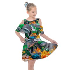 Point Of Entry 4 Kids  Shoulder Cutout Chiffon Dress