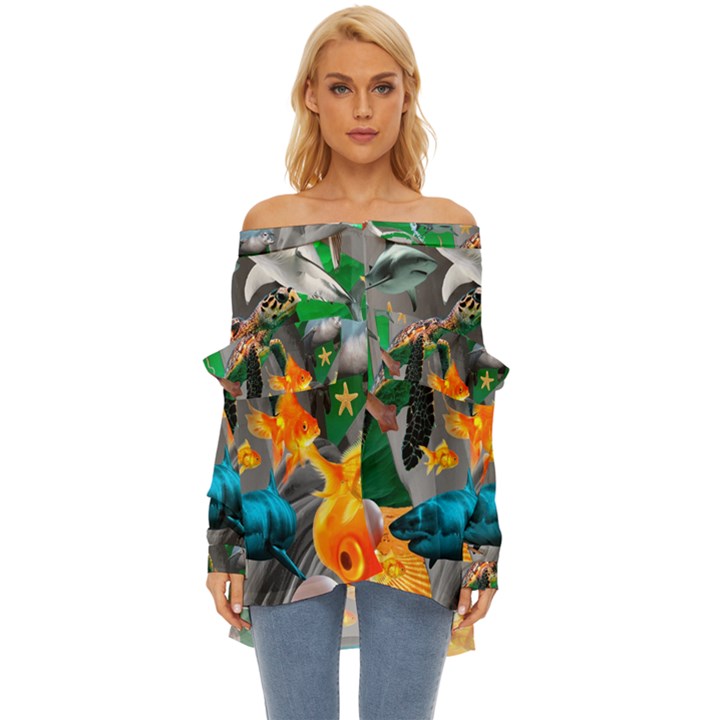 Point Of Entry 4 Off Shoulder Chiffon Pocket Shirt