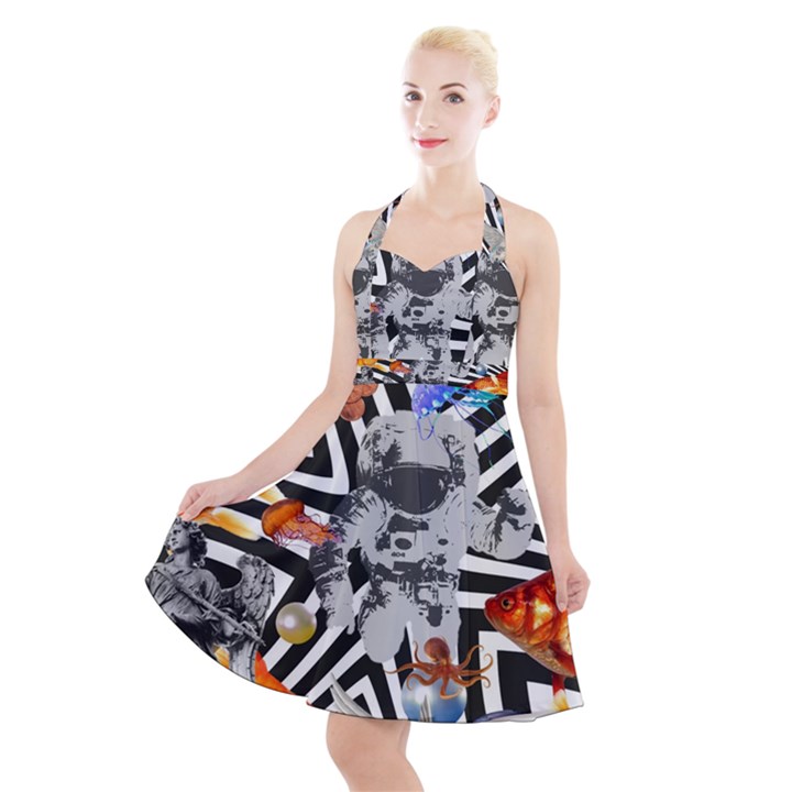 Point Of Entry 2 Halter Party Swing Dress 