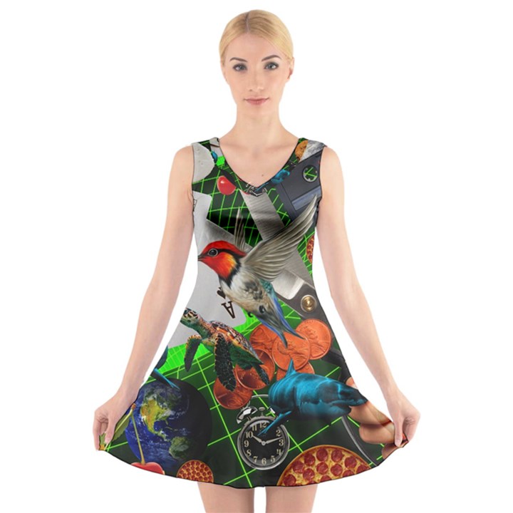 Through Space And Time V-Neck Sleeveless Dress