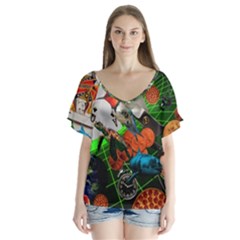 Through Space And Time V-neck Flutter Sleeve Top by impacteesstreetwearcollage