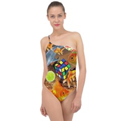 Through Space And Time 5 Classic One Shoulder Swimsuit by impacteesstreetwearcollage