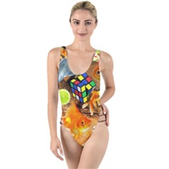 Through Space And Time 5 High Leg Strappy Swimsuit by impacteesstreetwearcollage