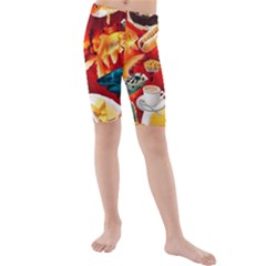 Through Space And Time 4 Kids  Mid Length Swim Shorts by impacteesstreetwearcollage