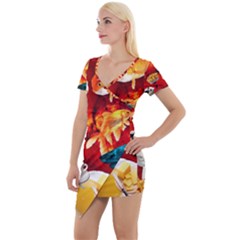 Through Space And Time 4 Short Sleeve Asymmetric Mini Dress