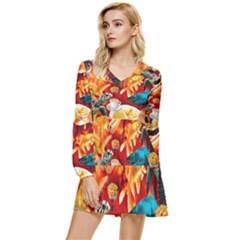 Through Space And Time 4 Tiered Long Sleeve Mini Dress