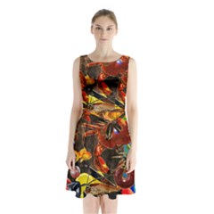 Through Space And Time 2 Sleeveless Waist Tie Chiffon Dress