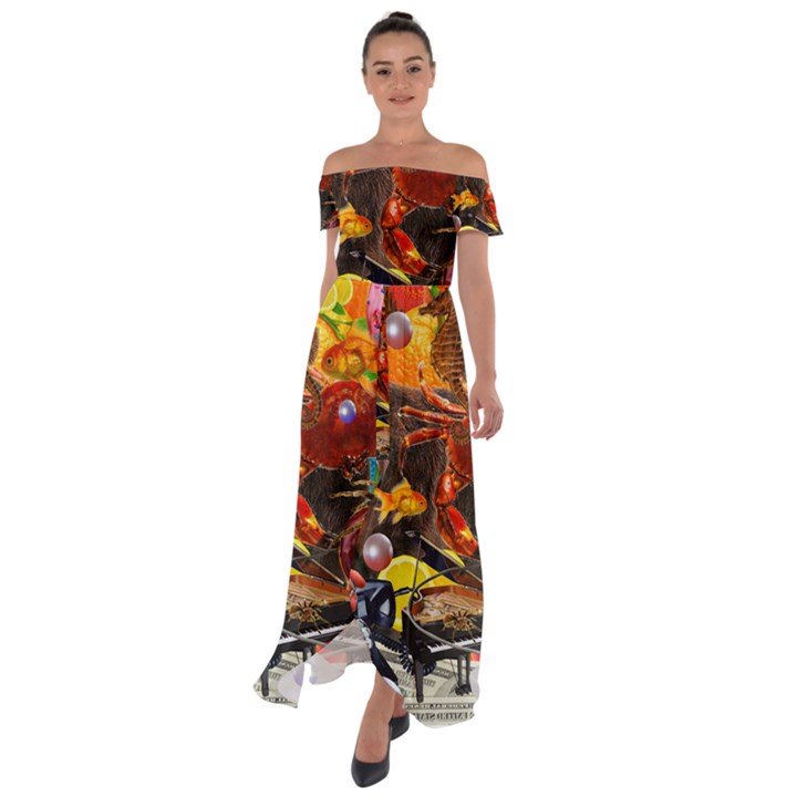 Through Space And Time 2 Off Shoulder Open Front Chiffon Dress