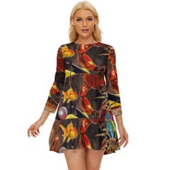 Through Space And Time 2 Long Sleeve Babydoll Dress