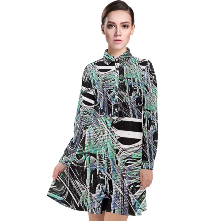 Robotic Endocrine System Long Sleeve Chiffon Shirt Dress