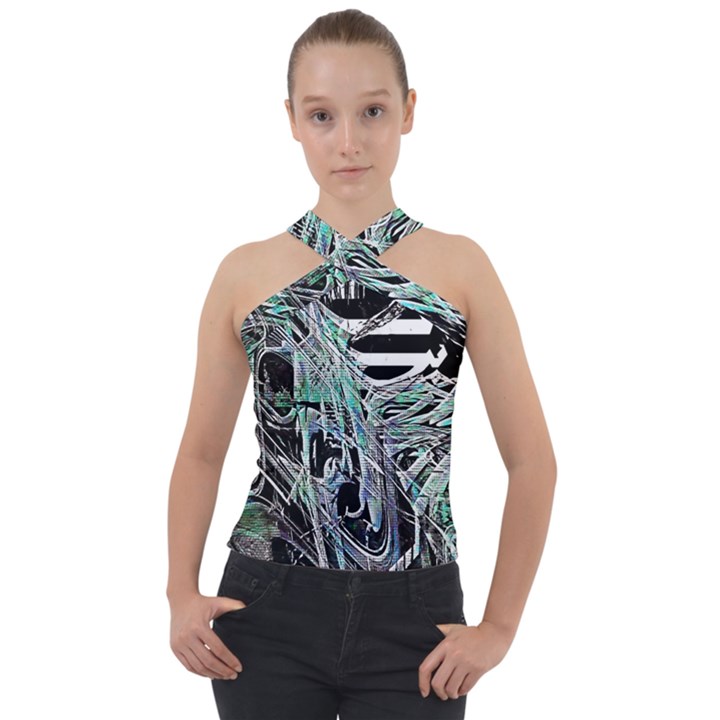 Robotic Endocrine System Cross Neck Velour Top