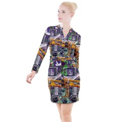 A Matter Of Time Button Long Sleeve Dress by impacteesstreetwearcollage