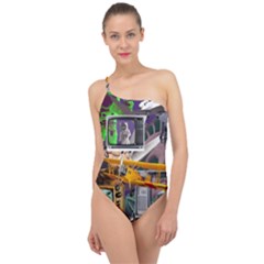 A Matter Of Time Classic One Shoulder Swimsuit by impacteesstreetwearcollage