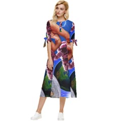 Riding The Storm Out 2 Bow Sleeve Chiffon Midi Dress