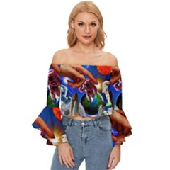 Riding The Storm Out 2 Off Shoulder Flutter Bell Sleeve Top