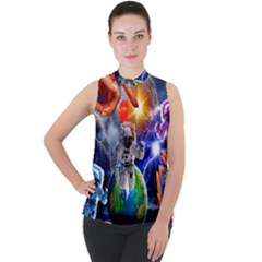 Riding The Storm Out Mock Neck Chiffon Sleeveless Top by impacteesstreetwearcollage