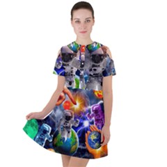 Riding The Storm Out Short Sleeve Shoulder Cut Out Dress  by impacteesstreetwearcollage