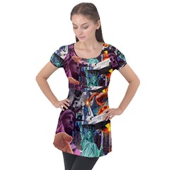 Journey Through Time Nyc Puff Sleeve Tunic Top by impacteesstreetwearcollage