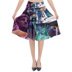 Journey Through Time Nyc Flared Midi Skirt by impacteesstreetwearcollage