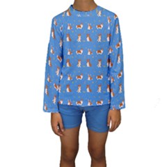 Cute Corgi Dogs Kids  Long Sleeve Swimwear by SychEva