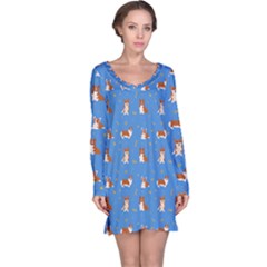 Cute Corgi Dogs Long Sleeve Nightdress by SychEva