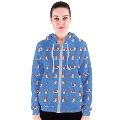 Cute Corgi Dogs Women s Zipper Hoodie by SychEva