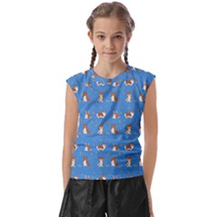 Cute Corgi Dogs Kids  Raglan Cap Sleeve Tee by SychEva