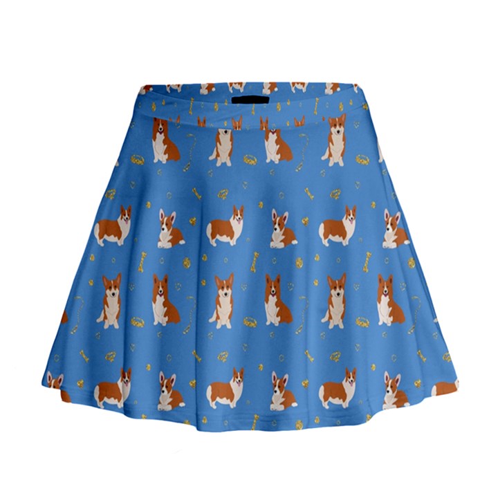 Cute Corgi Dogs Mini Flare Skirt