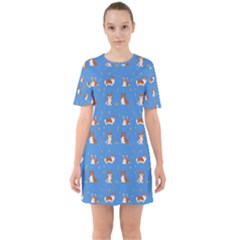 Cute Corgi Dogs Sixties Short Sleeve Mini Dress by SychEva