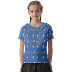 Cute Corgi Dogs Kids  Frill Chiffon Blouse by SychEva