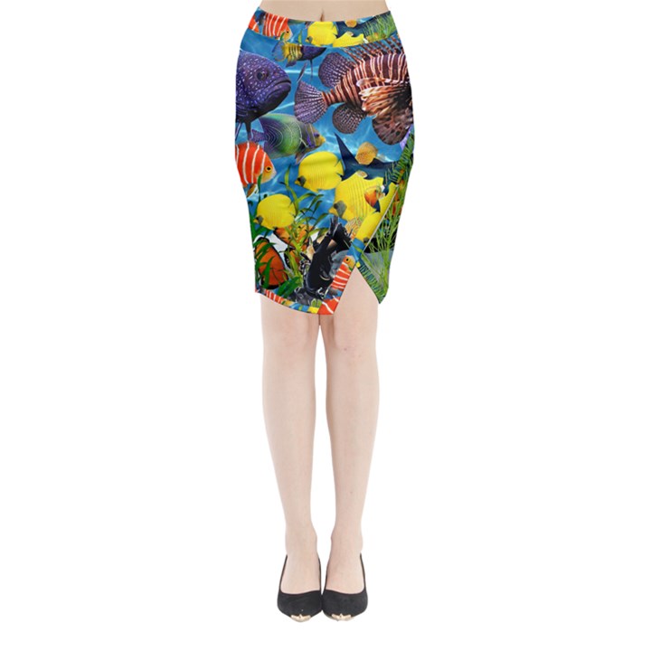 Ocean Deep Cropped Midi Wrap Pencil Skirt