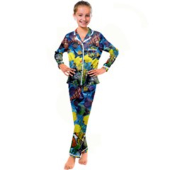 Ocean Deep Cropped Kid s Satin Long Sleeve Pajamas Set