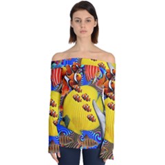 Swimming With The Fishes Off Shoulder Long Sleeve Top by impacteesstreetwearcollage