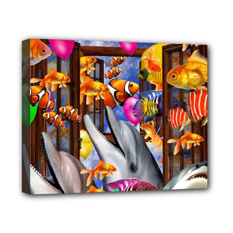 Outside The Window-swimming With Fishes Canvas 10  x 8  (Stretched)