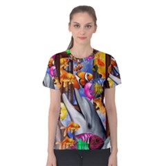 Outside The Window-swimming With Fishes Women s Cotton Tee