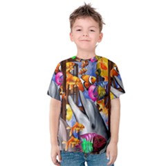 Outside The Window-swimming With Fishes Kids  Cotton Tee