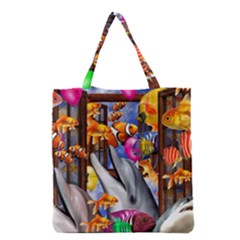 Outside The Window-swimming With Fishes Grocery Tote Bag