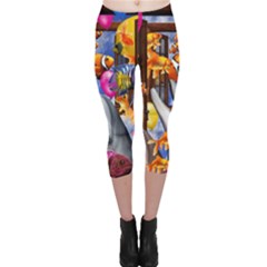 Outside The Window-swimming With Fishes Capri Leggings 