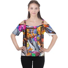 Outside The Window-swimming With Fishes Cutout Shoulder Tee