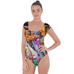 Outside The Window-swimming With Fishes Short Sleeve Leotard 