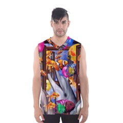 Outside The Window-swimming With Fishes Men s Basketball Tank Top