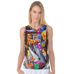 Outside The Window-swimming With Fishes Women s Basketball Tank Top