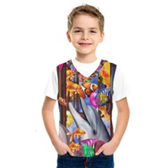 Outside The Window-swimming With Fishes Kids  Basketball Tank Top