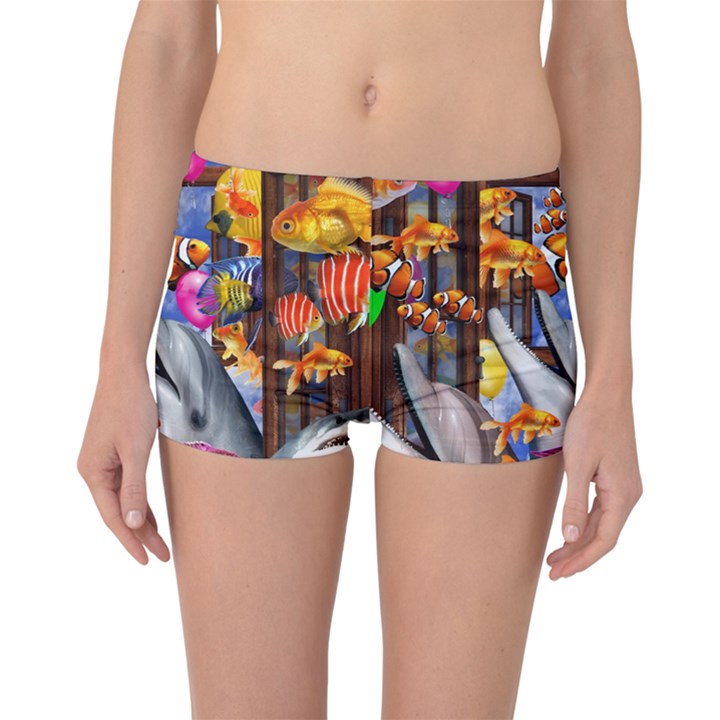 Outside The Window-swimming With Fishes Boyleg Bikini Bottoms